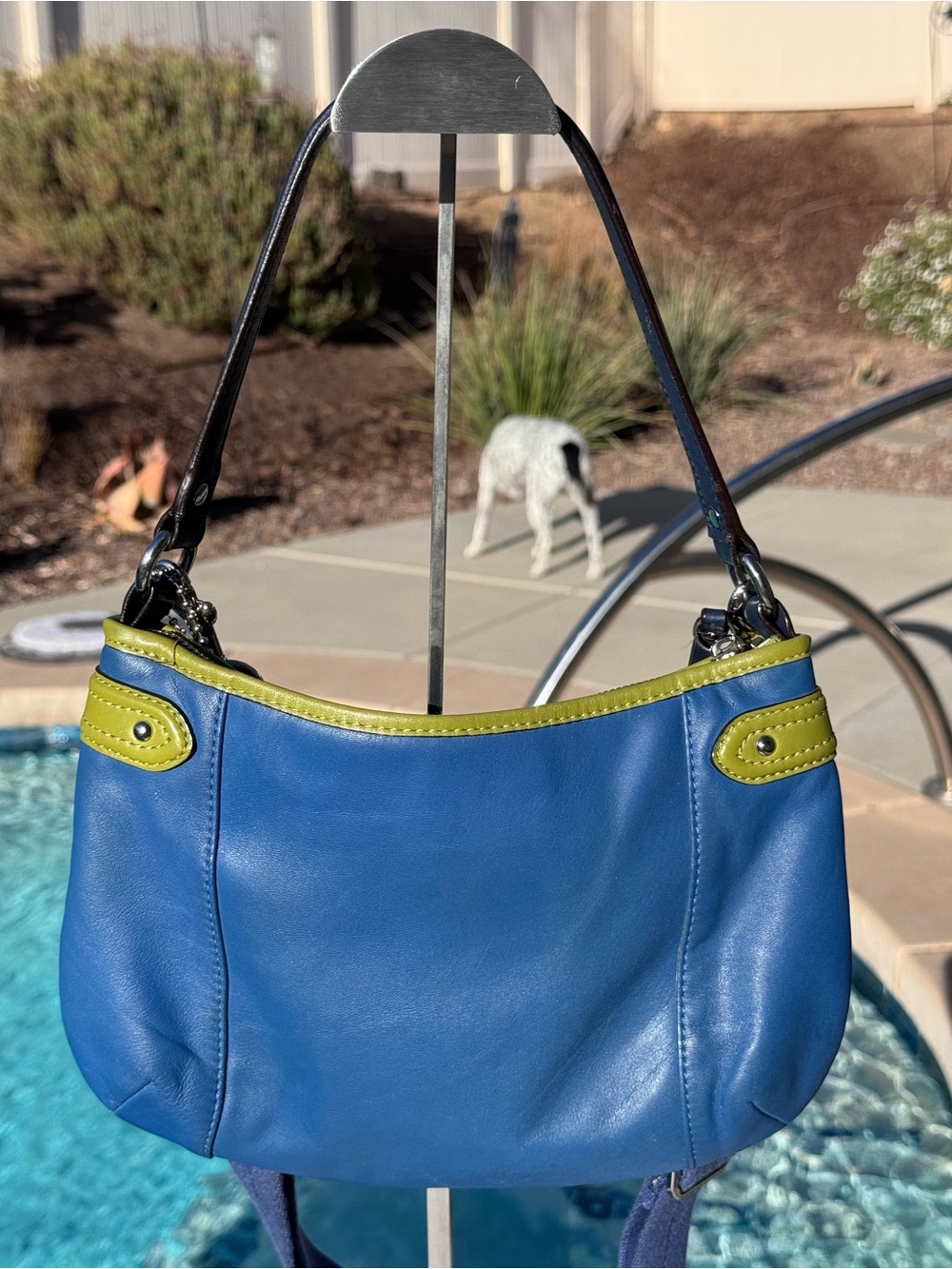 Coach Daisy Spectator Glovetanned blue and green leather EUC - Picture 5 of 17